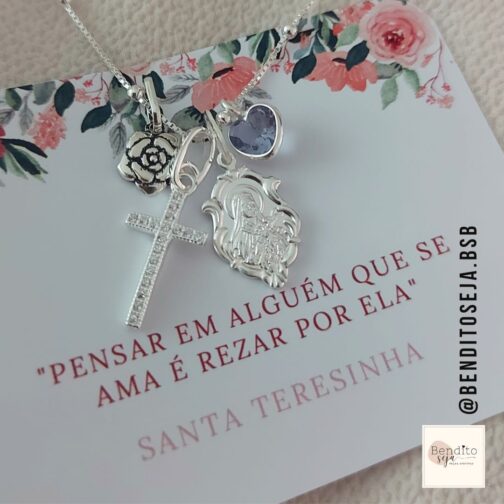 Colar Bençãos de Santa Teresinha lilás