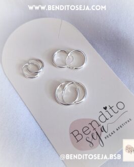 Brinco trio argolas 1º, 2º e 3º furos