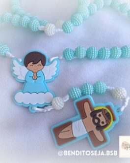 Terço personalizado sensorial infantil perolado verde claro