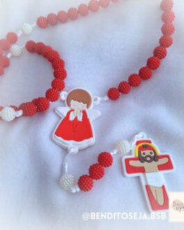 Terço personalizado sensorial infantil vermelho e branco