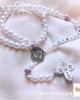 Terço Nossa Senhora (pérola/florido rosa)