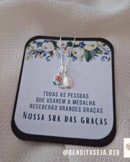 Colar mini rosa e Nossa Senhora das Graças