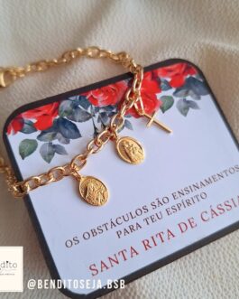 Pulseira elos Santa Rita e N. Sra. Nazaré