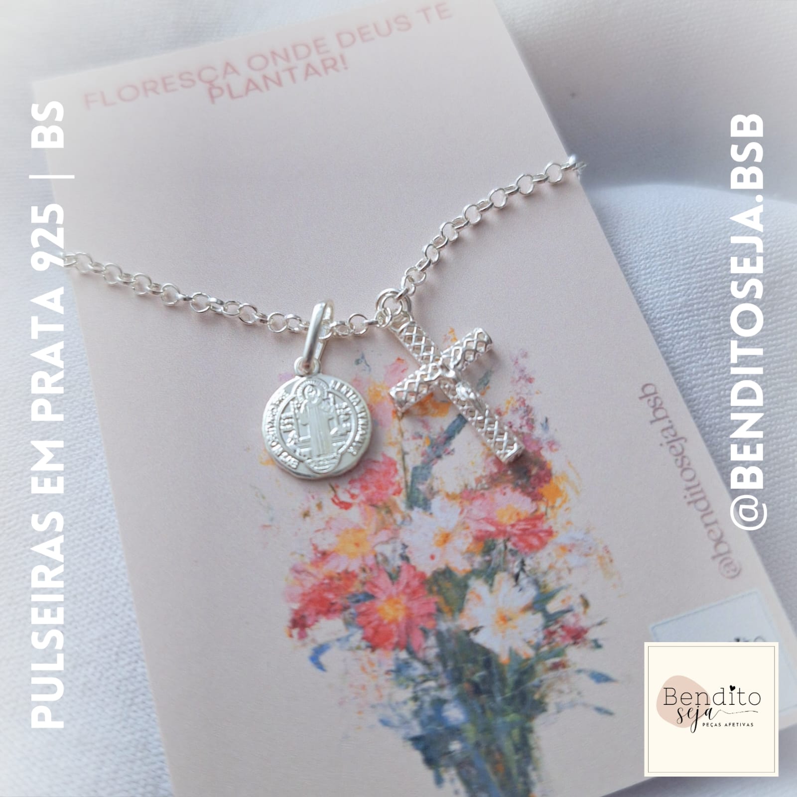 Pulseira P925 Jesus e São Bento