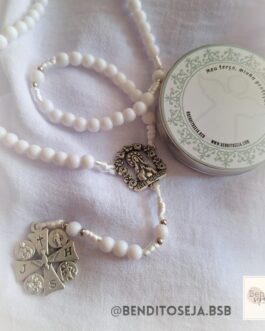 Terço personalizado Nossa Senhora Ave Maria (branco)