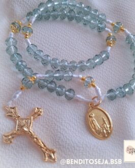 Terço em cristal NSra de Fatima (verde cristal)
