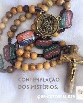 Terço NSra Aparecida contemplação dos mistérios madeira imbuia
