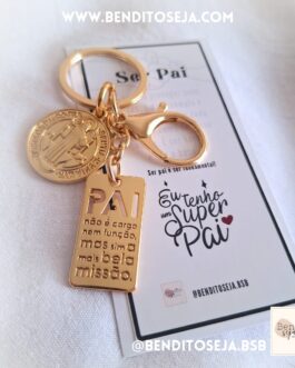 Chaveiro Pai Proteção São Bento (dourado)