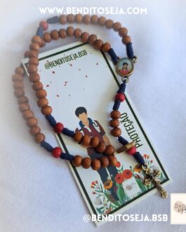 Pulseira terço mini Carlo Acutis madeira