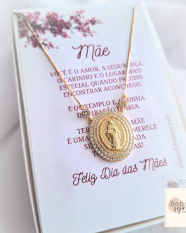 Colar luxo Cravejado Nossa Senhora das Graças (2,5cm)