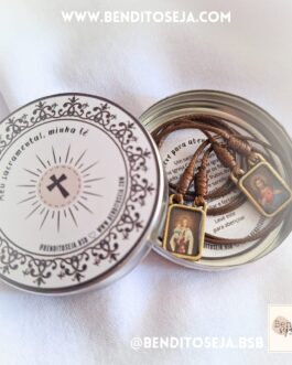 Escapulário corino tradicional NSra do Carmo e Sagrado Coração (marrom)