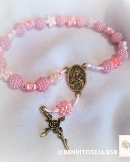 Terço Coroa de Santa Teresinha rosa vintage(Novena)