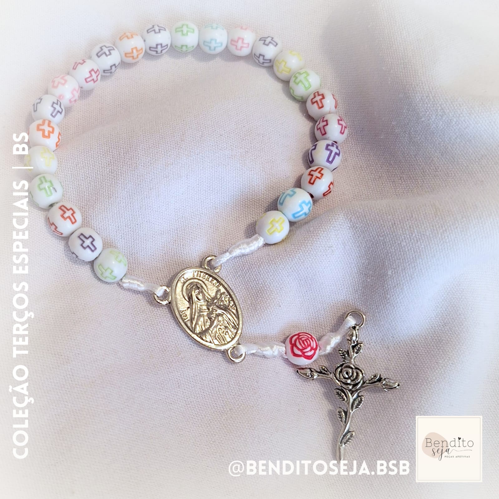 Terço Coroa de Santa Teresinha cruz color (Novena)