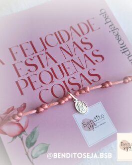 Pulseira Dezena com medalha p925 Sta Teresinha rosa